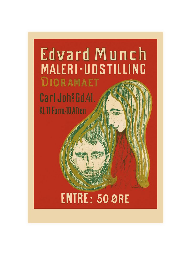 Munch Man's Head in Woman's Hair Poster