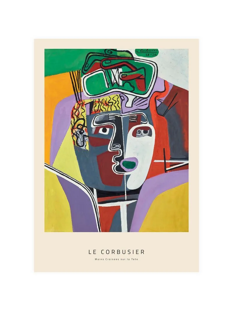Le Corbusier Mains croisees sur la Tete Poster