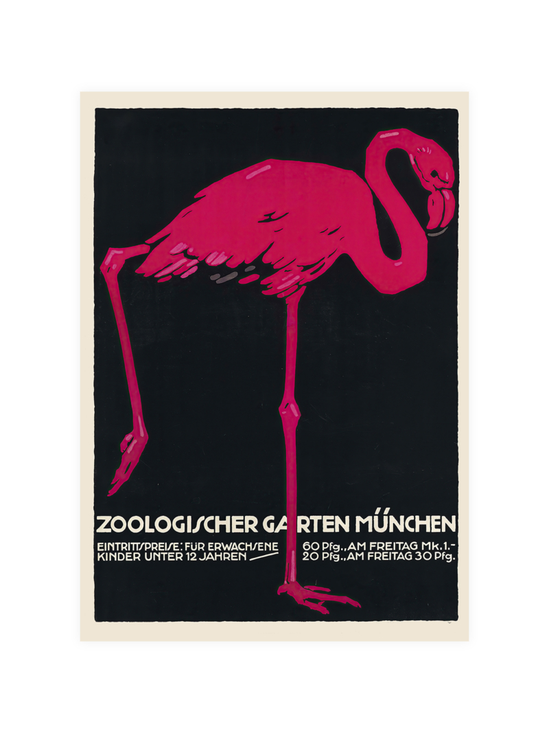 Zoo Flamingo Vintage Poster