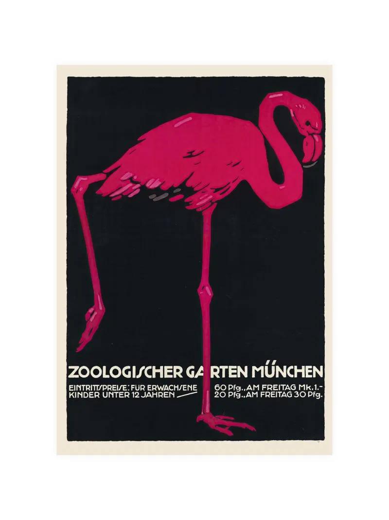 Zoo Flamingo Vintage Poster